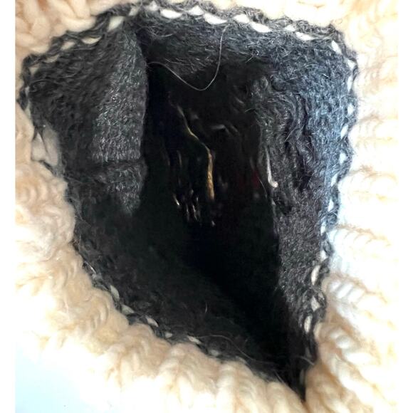 Hand Knit Christmas Stocking Wool Handmade Snowman Mistletoe 16” Red Gray Ivory - Picture 7 of 7